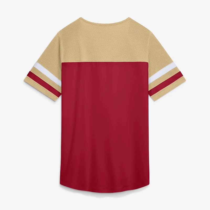 Women's Fanatics Scarlet San Francisco 49ers Curl Route Athena Lace-Up T-Shirt
