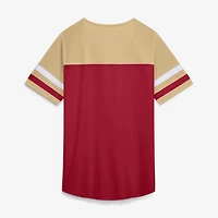 Women's Fanatics Scarlet San Francisco 49ers Curl Route Athena Lace-Up T-Shirt