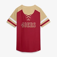 T-shirt à lacets Fanatics Scarlet San Francisco 49ers Curl Route Athena pour femmes