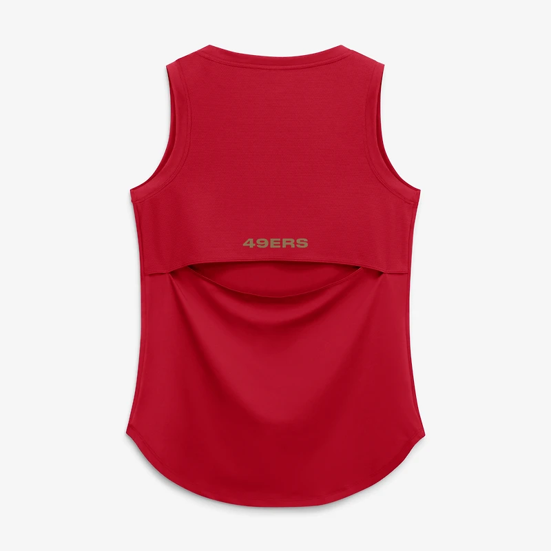 Women's Fanatics Scarlet San Francisco 49ers Draped Mesh Back Performance​ Tank Top