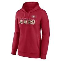 Women's Fanatics Scarlet San Francisco 49ers Iconic Cotton Fleece Checklist Pullover Hoodie
