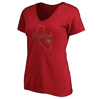 Women's Fanatics Scarlet San Francisco 49ers Iconic Script State V-Neck T-Shirt