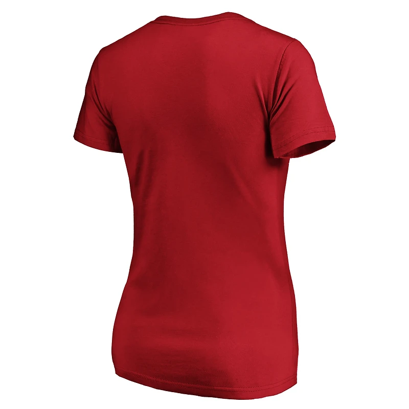 Women's Fanatics Scarlet San Francisco 49ers Iconic Script State V-Neck T-Shirt