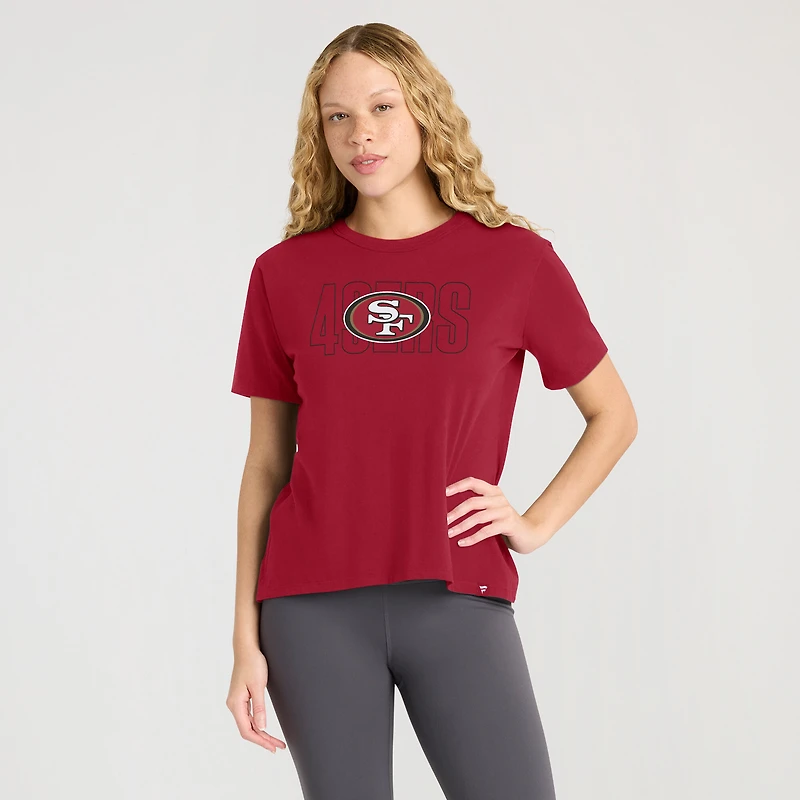 T-shirt Fanatics Scarlet pour femme, « Line Em Up » des San Francisco 49ers