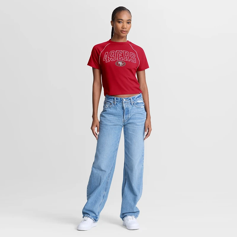 Haut court raglan tri-blend rouge écarlate pour femme, motif offensif des 49ers de San Francisco (Fanatics).