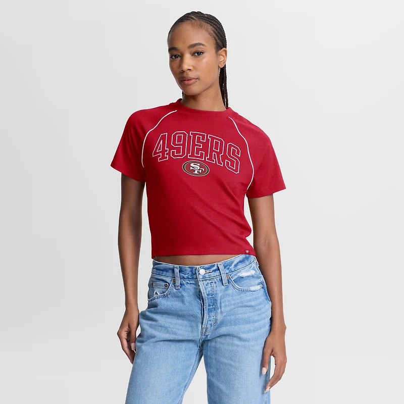 Women's Fanatics Scarlet San Francisco 49ers Offensive Scheme Raglan Tri-Blend Cropped Top
