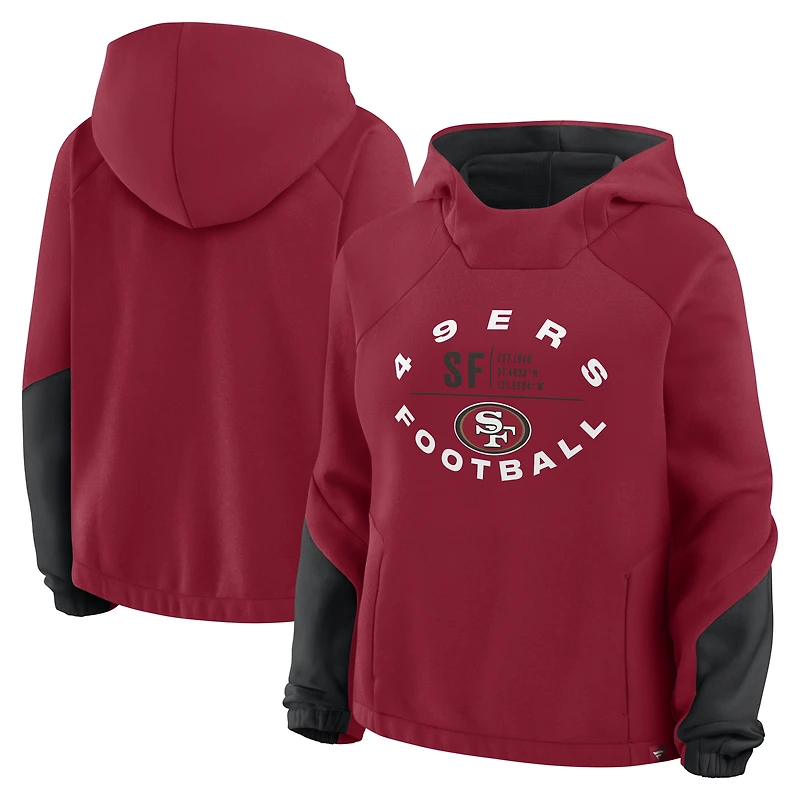Women's Fanatics Scarlet San Francisco 49ers Oversized Redzone Bubble Screen Pullover Hoodie