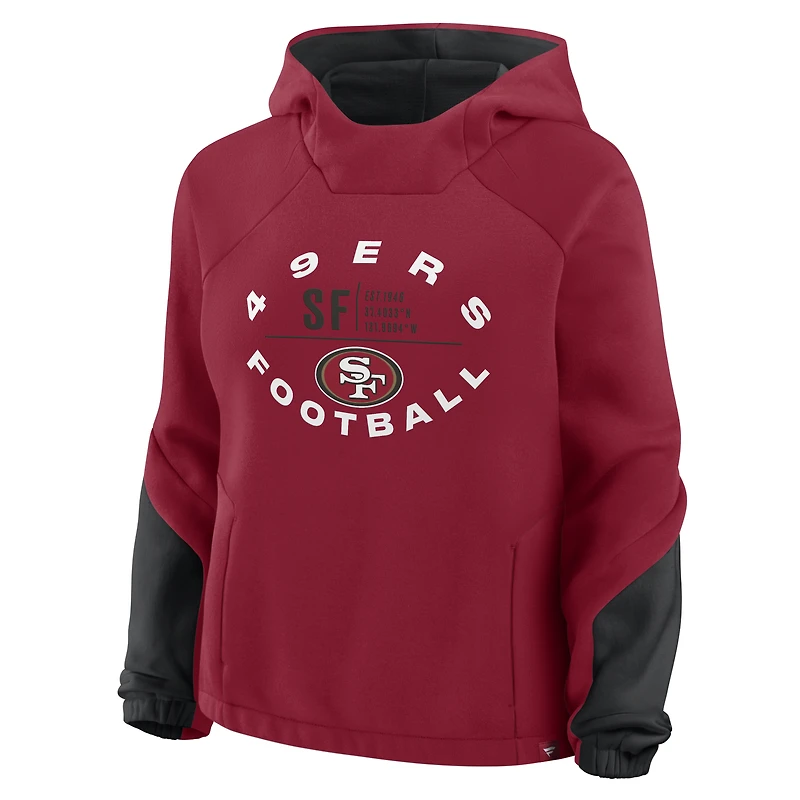 Sweat à capuche surdimensionné Redzone Bubble Screen Fanatics Scarlet San Francisco 49ers pour femmes
