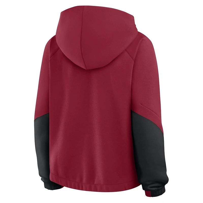 Women's Fanatics Scarlet San Francisco 49ers Oversized Redzone Bubble Screen Pullover Hoodie