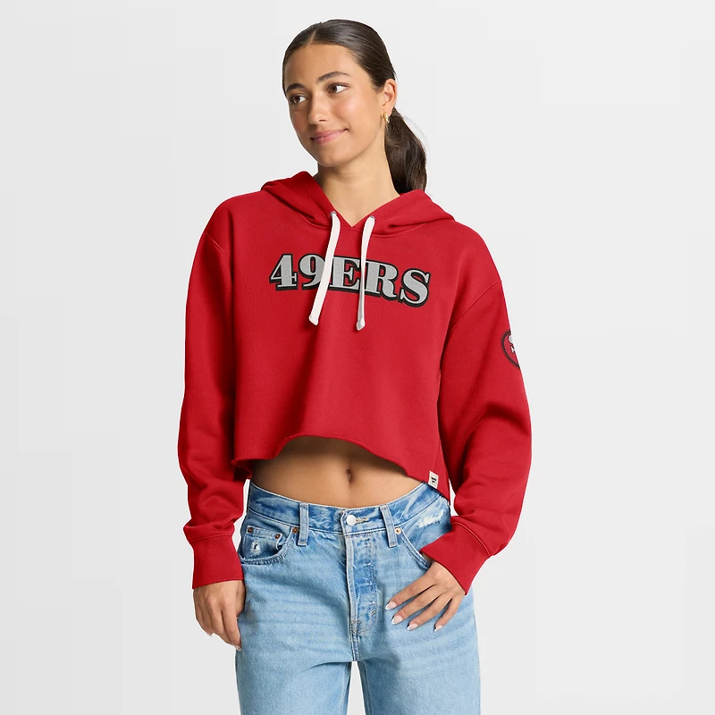 Sweat à capuche court surdimensionné Fanatics Scarlet San Francisco 49ers pour femme