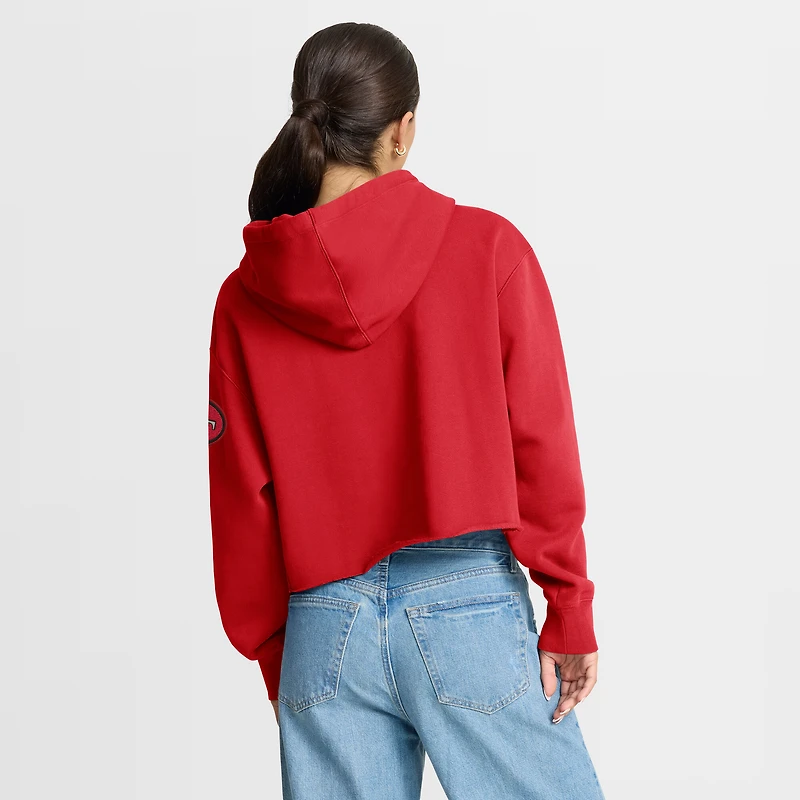 Sweat à capuche court surdimensionné Fanatics Scarlet San Francisco 49ers pour femme