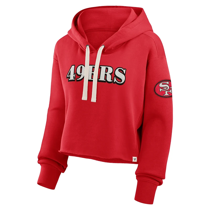 Sweat à capuche court surdimensionné Fanatics Scarlet San Francisco 49ers pour femme