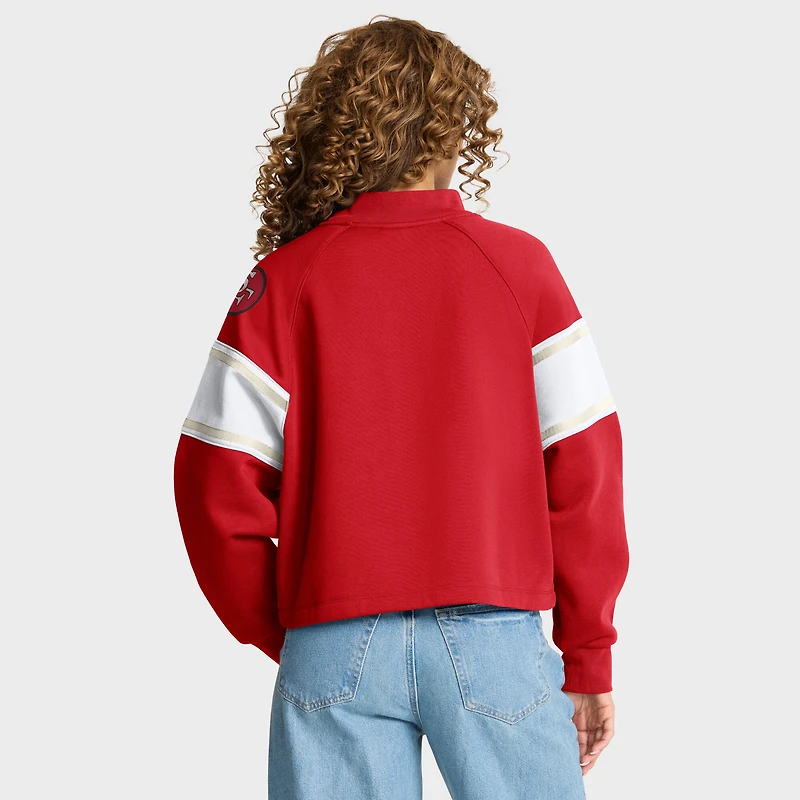 Women's Fanatics Scarlet San Francisco 49ers Oversized Hometown Toss Sweep Mock Neck Pullover