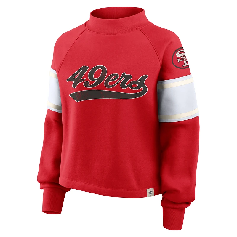 Women's Fanatics Scarlet San Francisco 49ers Oversized Hometown Toss Sweep Mock Neck Pullover