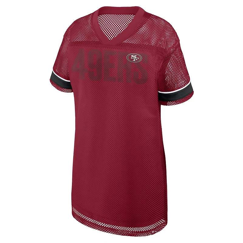 Robe oversize en maille à col V rouge écarlate des 49ers de San Francisco (Fanatics)