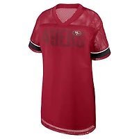 Robe Fanatics Scarlet San Francisco 49ers pour femme, coupe oversize, col en V et maille profonde.