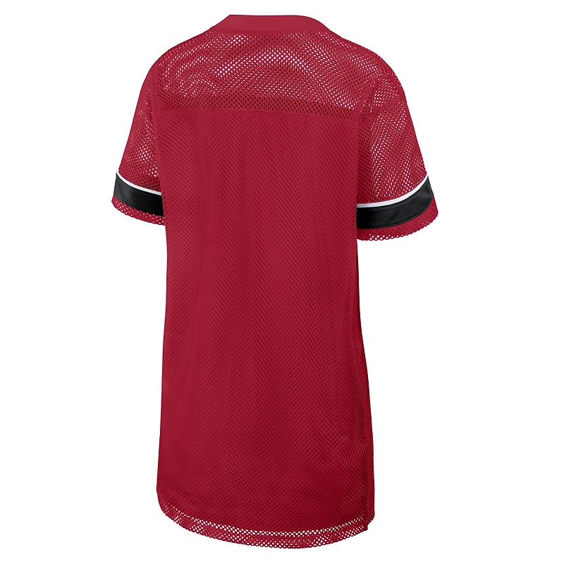 Women's Fanatics  Scarlet San Francisco 49ers Oversized Team First Deep Route Mesh V-Neck Dress