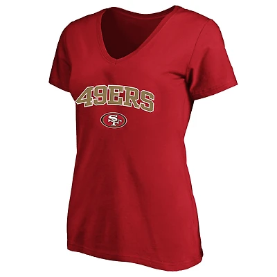 Women's Fanatics Scarlet San Francisco 49ers Plus Arch Over Logo V-Neck T-Shirt