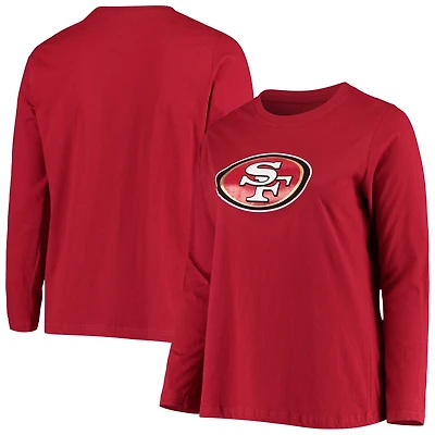 Women's Fanatics Scarlet San Francisco 49ers Plus Primary Logo Long Sleeve T-Shirt