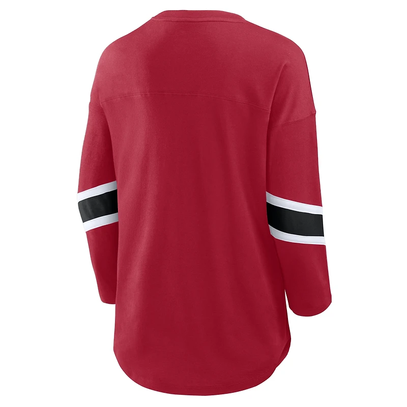 T-shirt Fanatics Scarlet San Francisco 49ers grande taille Redzone à manches 3/4 et col rond pour femme