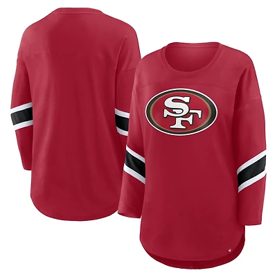 T-shirt Fanatics Scarlet San Francisco 49ers grande taille Redzone à manches 3/4 et col rond pour femme