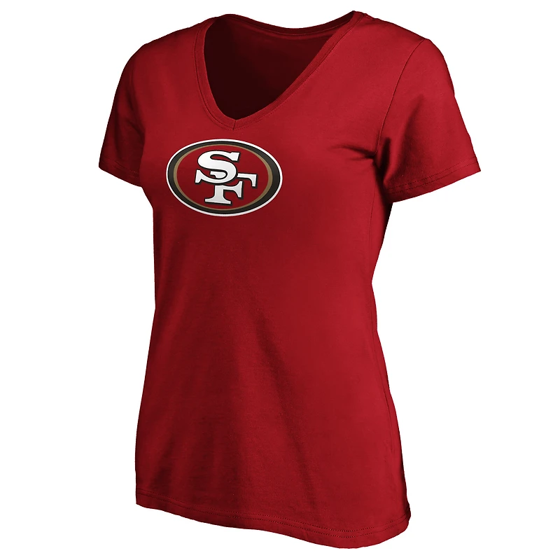 T-shirt à col en V avec logo principal Fanatics Scarlet San Francisco 49ers pour femmes