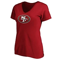 T-shirt à col en V avec logo principal Fanatics Scarlet San Francisco 49ers pour femmes
