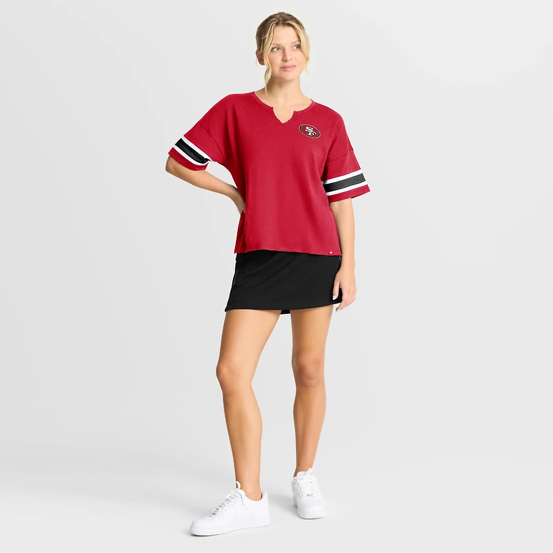 T-shirt Fanatics Scarlet pour femmes des 49ers de San Francisco Redzone Curl Route