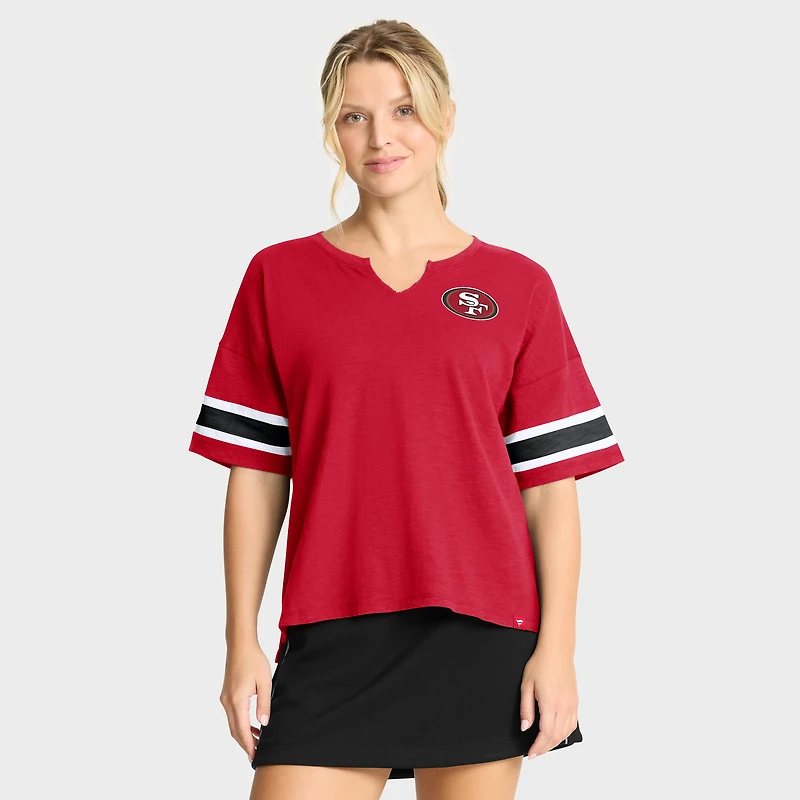 T-shirt Fanatics Scarlet pour femme, Redzone Curl Route des 49ers de San Francisco