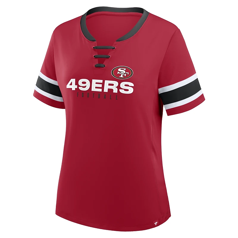 Women's Fanatics Scarlet San Francisco 49ers Redzone Draw Play Athena Lace-Up T-Shirt