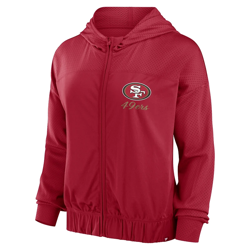 Sweat à capuche zippé intégral Fanatics Scarlet San Francisco 49ers Script Lock pour femme