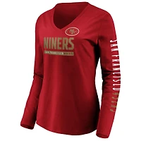 Women's Fanatics Scarlet San Francisco 49ers Slogan V-Neck Long Sleeve T-Shirt