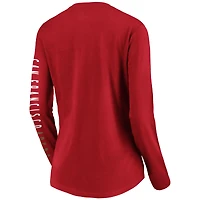 T-shirt à manches longues et col en V Fanatics Scarlet San Francisco 49ers pour femmes