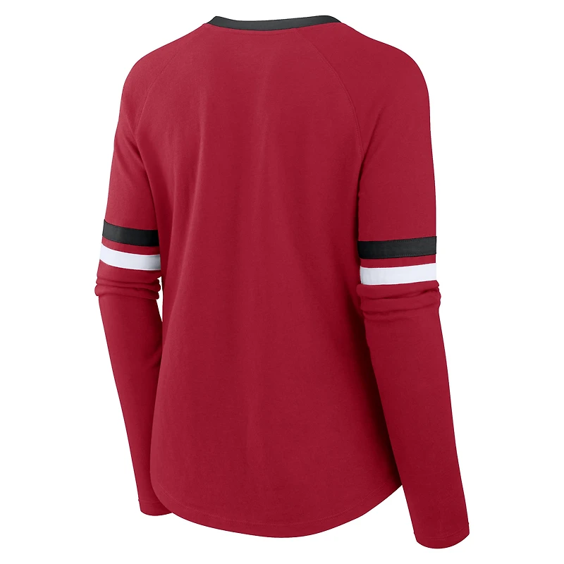 Women's Fanatics Scarlet San Francisco 49ers Won and Done Lace-Up Raglan T-Shirt