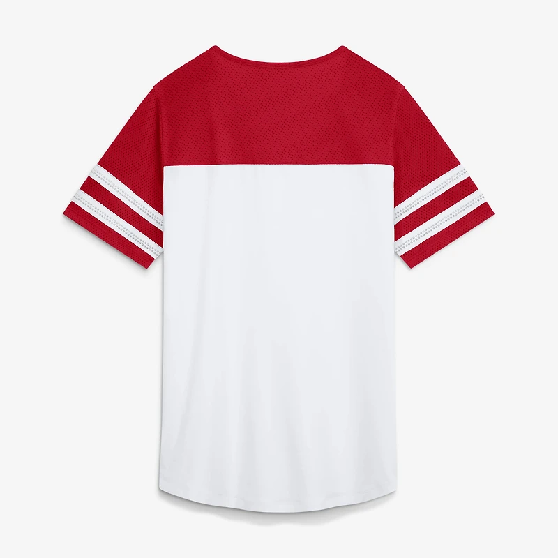 Women's Fanatics White/Scarlet San Francisco 49ers Touchdown Pass Athena Lace-Up T-Shirt