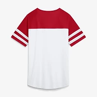 Women's Fanatics White/Scarlet San Francisco 49ers Touchdown Pass Athena Lace-Up T-Shirt