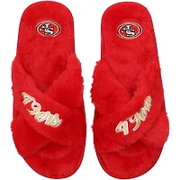 Chaussons FOCO San Francisco 49ers Script Cross Slide pour femme