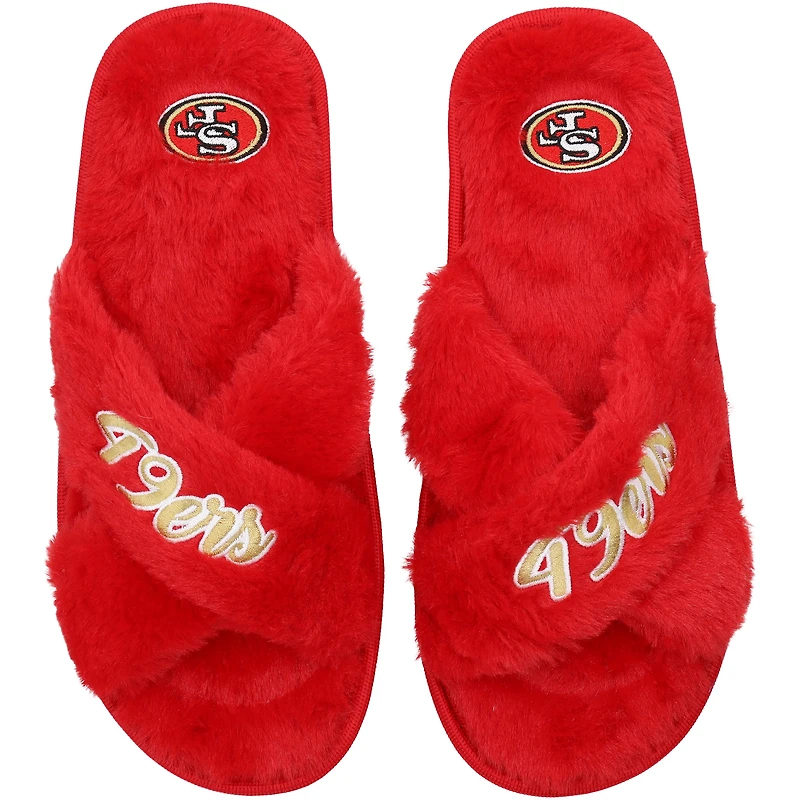 Chaussons FOCO San Francisco 49ers Script Cross Slide pour femme