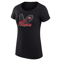 Women's G-III 4Her by Carl Banks Black San Francisco 49ers Super-Slim Fit Lightweight Animal Print Heart T-Shirt