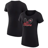 Women's G-III 4Her by Carl Banks Black San Francisco 49ers Super-Slim Fit Lightweight Animal Print Heart T-Shirt
