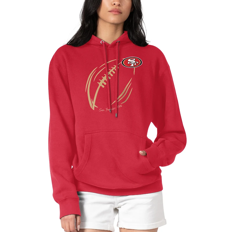 Women's G-III 4Her by Carl Banks Red San Francisco 49ers Football Logo Fleece Tri-Blend Pullover Hoodie