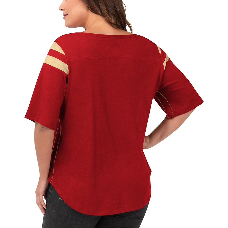 T-shirt à manches 3/4 pour femme G-III 4Her by Carl Banks Red San Francisco 49ers Plus Linebacker