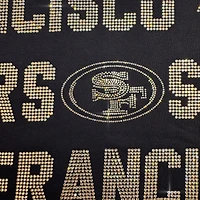 Sweat-shirt noir Gameday Couture pour femme, coupe décontractée, épaules tombantes, motif Hype Era, avec texte en strass, des 49ers de San Francisco