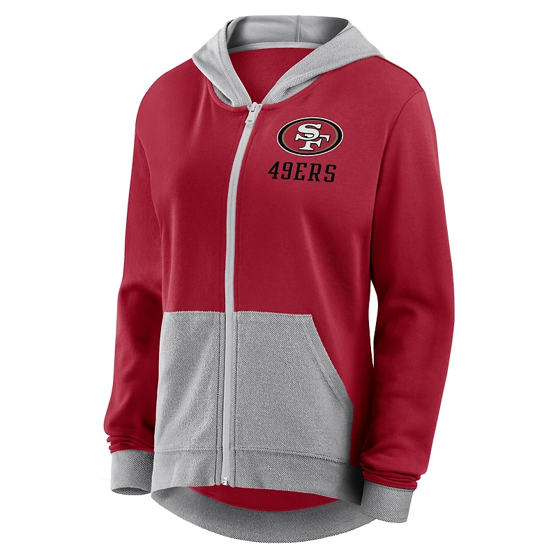 Women's Logo Athletic Scarlet San Francisco 49ers Hit It French Terry Full-Zip Hoodie