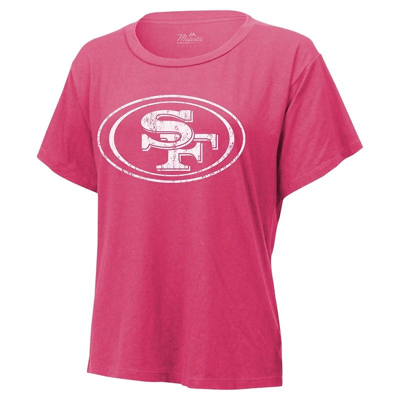 Women's Majestic Threads Brock Purdy Pink San Francisco 49ers Name & Number T-Shirt