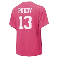 T-shirt avec nom et numéro Majestic Threads pour femmes Brock Purdy rose San Francisco 49ers