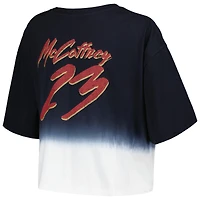 Women's Majestic Threads Christian McCaffrey Black/White San Francisco 49ers Dip-Dye Player Name & Number Crop Top