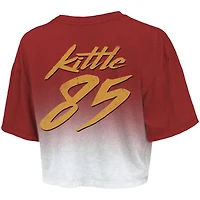 Haut court Majestic Threads George Kittle écarlate/blanc pour femmes, San Francisco 49ers, nom et numéro du joueur, teinture par immersion