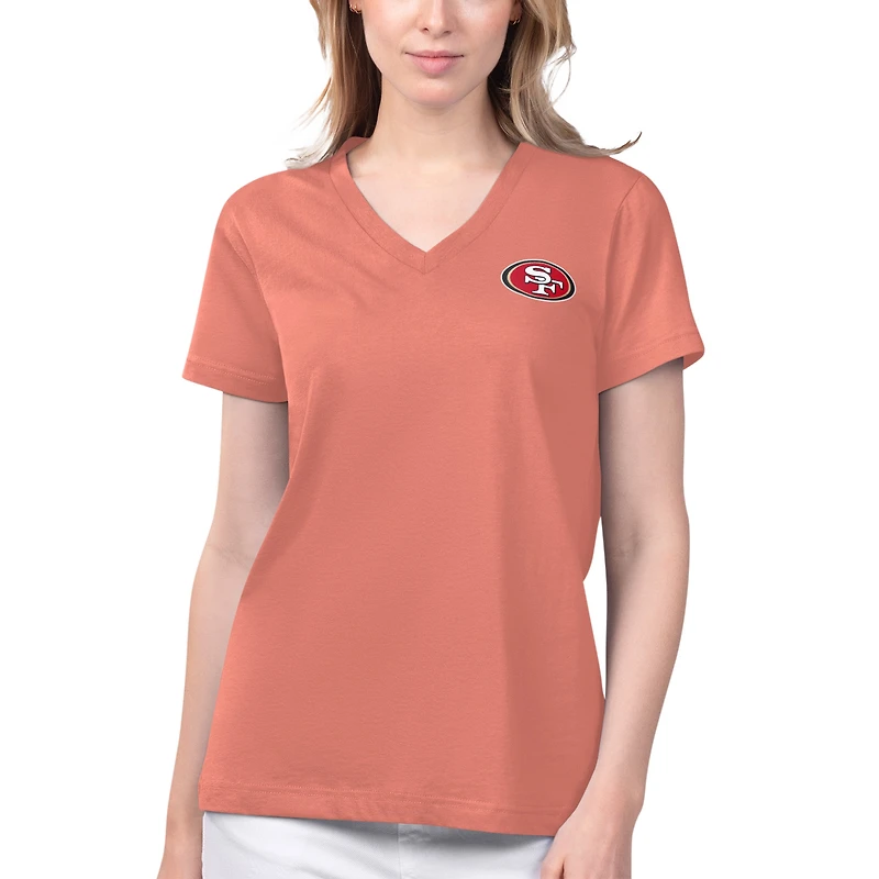 T-shirt à col en V pour femmes Margaritaville Coral San Francisco 49ers Game Time