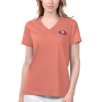 T-shirt à col en V pour femmes Margaritaville Coral San Francisco 49ers Game Time